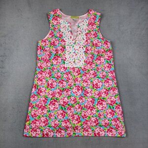 Vintage The Shift Shoppe Dress Women's Size Large Pink Floral Print Sleeveless